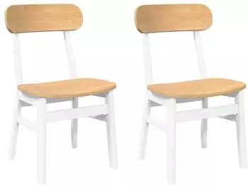 vidaXL Esszimmerst&uuml;hle 2 Stk., wei&szlig;, Massivholz Gummibaum (4102440)