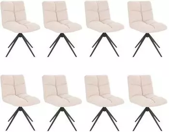 Home Deluxe NODA Esszimmerstuhl 8er-Set, Samt, creme, drehbar