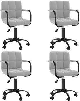 vidaXL Esszimmerst&uuml;hle 4er-Set, drehbar, hellgrau, Samt (3088012)