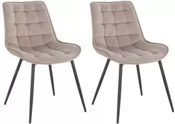 Home Deluxe IKALO Polsterstuhl hellbraun, 2er Set