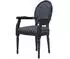 ebuy24 Rokoko/Amaretta Esszimmerstuhl mit Armlehne, Massivholz antik schwarz, Bezug gestreift
