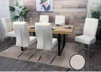 MCW MCW-G56 Esszimmerstuhl Freischwinger Chenille, creme, 6er-Set (MCW-G56)
