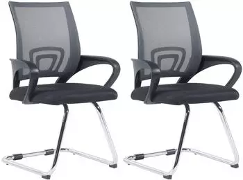 CLP Eureka Freischwinger mit Netzbezug und Armlehnen, grau, 2er-Set (319421)