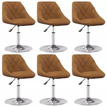 vidaXL Esszimmerst&uuml;hle 6er-Set, drehbar, braun, Samt (3088767)