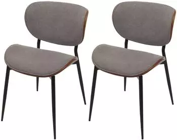 MCW MCW-O45 Esszimmerstuhl Bugholz Textil, Walnuss-Optik, hellgrau (MCW-O45)
