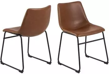 Furniture To Go Oregon Esszimmerstuhl, braun mit cremefarbener Steppnaht, 2er-Set