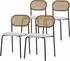 ML-Design Esszimmerstühle 4er-Set, gepolstert, Rattan-Rückenlehne, beige, Stahlbeine