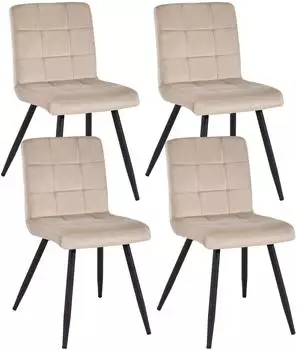 Duhome Esszimmerst&uuml;hle 4er Set, Polsterstuhl, Samt, beige (8043)