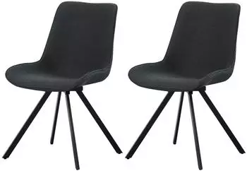 xonox.home Emilia Drehstuhl 2er-Set, Webstoff anthrazit, Metallbeine, 52x85x61cm
