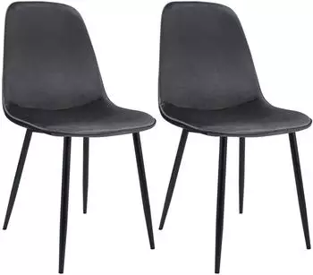 CLP Maryam 2er-Set Esszimmerst&uuml;hle Samt, dunkelgrau (327153)