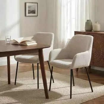 Idimex Tursi Esszimmerstühle 2er-Set, gepolstert, Beige, Metallgestell