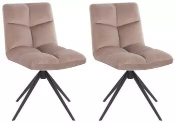 Home Deluxe NODA Esszimmerstuhl 2er-Set, Samt hellbraun, 360° drehbar