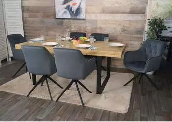 MCW MCW-L80 Esszimmerstuhl mit Armlehne, drehbar, Textil, 6er-Set (800000432490)