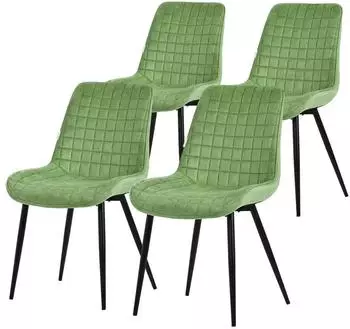 ML-Design Esszimmerst&uuml;hle 4er-Set, Samt, salbeigr&uuml;n, schwarzes Stahlgestell