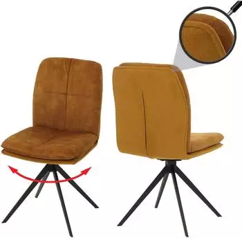 MCW Esszimmerstuhl M68 drehbar, Textil, gelb, 2er-Set (800000872328)