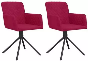 vidaXL Esszimmerst&uuml;hle 2er-Set, drehbar, weinrot, Samt (344795)