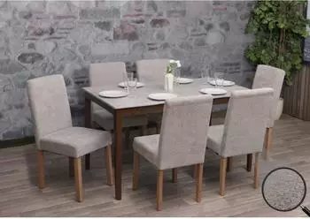 MCW Littau Esszimmerstuhl Chenille, hellgrau, naturfarbene Beine, 6er-Set
