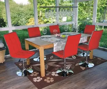 MCW Esszimmerstuhl C41 6er-Set, h&ouml;henverstellbar drehbar, Kunstleder rot (800000416010)