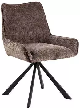 Actona Eddie Esszimmerstuhl drehbar, Chenille, braun, 2er-Set