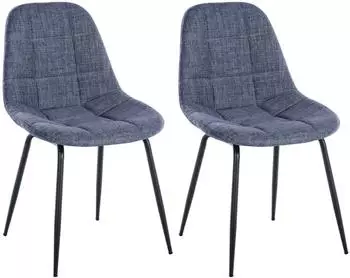 CLP Stuhl Tom 2er-Set, Stoff/Kunstleder, Metallgestell, blau
