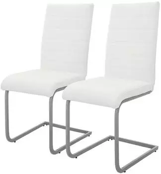 ML-Design Esszimmerstuhl Freischwinger Kunstleder wei&szlig; 2er-Set