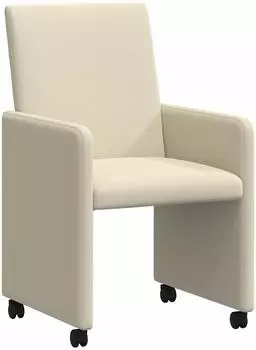vidaXL Esszimmerst&uuml;hle mit Rollen, Kunstleder, creme, 2er-Set (42017817)
