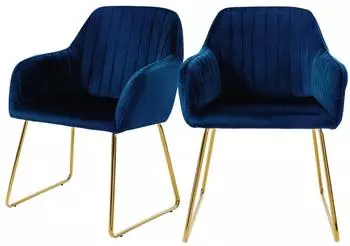 ML-Design Esszimmerstuhl 2er-Set, Samt, blau