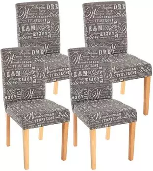 MCW Littau Esszimmerstuhl 4er-Set, Stoff, grau, helle Beine (Littau-s-4)