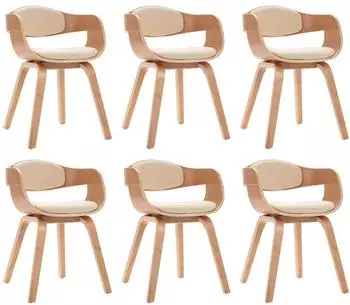 vidaXL Esszimmerst&uuml;hle Bugholz und Kunstleder, 6er-Set (3054817)