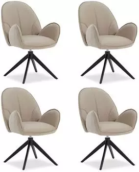 Homestyle4u Armlehnstuhl Boucl&eacute;/Kunstleder drehbar, beige (3073)