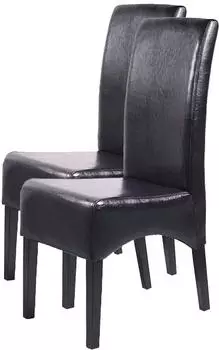MCW Crotone Esszimmerstuhl 2er-Set, Leder, schwarz, dunkle Beine