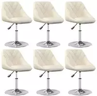 vidaXL Esszimmerst&uuml;hle 6 Stk. Drehbar Creme Samt