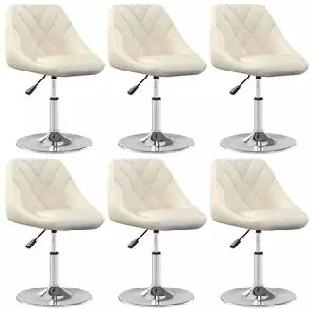 vidaXL Esszimmerst&uuml;hle, drehbar, creme, Samt, 6 Stk. (3088768)
