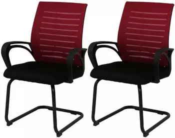 MCW K51 Esszimmerstuhl 2er-Set, Stoff 250g/m&sup2;, rot, Gestell schwarz (100982)