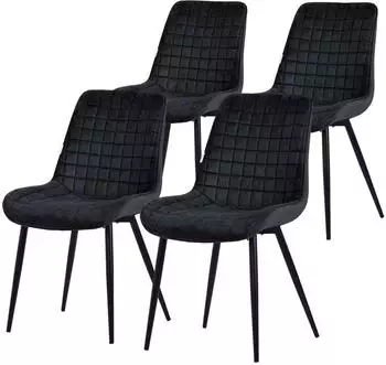 ML-Design Esszimmerst&uuml;hle 4er-Set, Samt, schwarz (ML-Design)