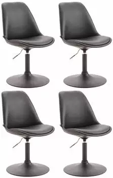 CLP Maverick 4er-Set Esszimmerst&uuml;hle, Kunstleder, schwarz, h&ouml;henverstellbar