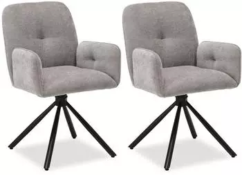 Homestyle4u Polsterstuhl mit Armlehnen, drehbar, grau, 2er-Set (3152)