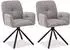 Homestyle4u Polsterstuhl mit Armlehnen, drehbar, grau, 2er-Set (3152)