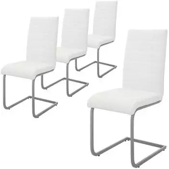 ML-Design Esszimmerstuhl Freischwinger, Kunstleder, wei&szlig;, 4er-Set