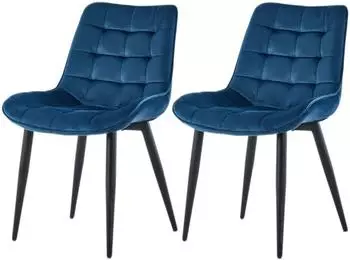 Vaiko Esszimmerstuhl, Samt gesteppt, Metallgestell, 2er-Set (8284)