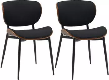 CLP Enid Besucherstuhl 2er Set, Stoff, walnuss/schwarz (326809)