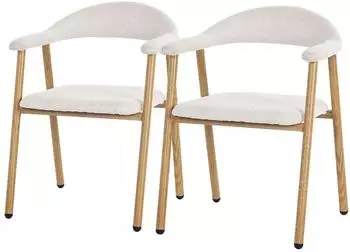 ML-Design Esszimmerst&uuml;hle 2er Set mit Armlehne, Webstruktur, beige (4064649262577)