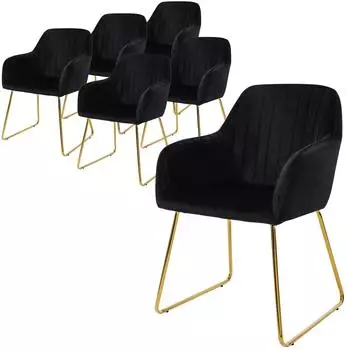 ML-Design Esszimmerst&uuml;hle 6er-Set, Samt, schwarz (490013133)