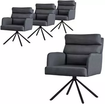 ML-Design Esszimmerst&uuml;hle 4er-Set, drehbar, anthrazit, mit Armlehne (490016881)
