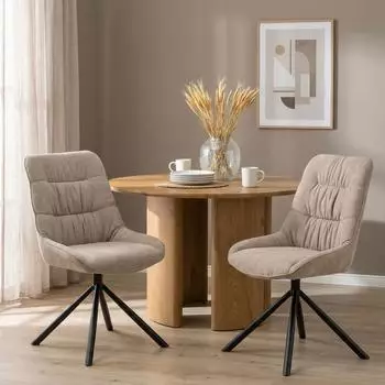 Idimex LIBRA 2er Set Esszimmerstühle, drehbar, gepolstert, beige (12201)