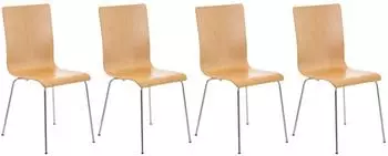 CLP Besucherstuhl Pepe Holzsitz, Metallgestell, natur (4er Set)