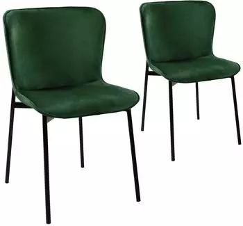 Svita MARY 2er-Set Polsterstuhl ohne Armlehnen, Samt, dunkelgr&uuml;n/schwarz (91233)