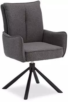 Homestyle4u Polsterstuhl mit Armlehne, drehbar, anthrazit, Stoff (2841)