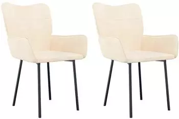 vidaXL Esszimmerst&uuml;hle 2 Stk., cremefarben, Samt