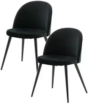 ebuy24 Skagen Esszimmerstuhl Velour, schwarz (2er-Set)